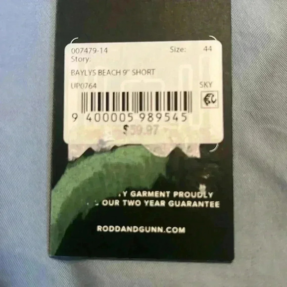 Rodd and Gunn Baylys Beach Stretch Cotton Shorts Blue 9in Men’s size 44 NWT - Picture 8 of 8